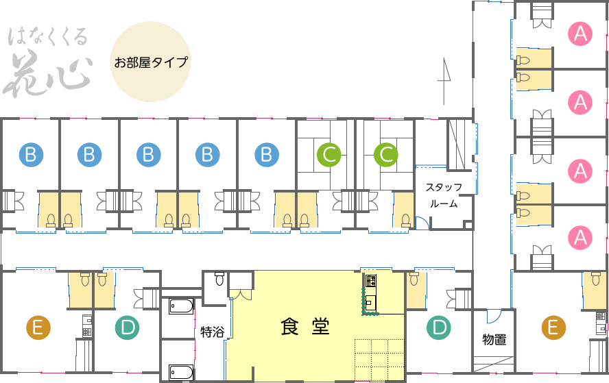 サービス付き高齢者向け住宅の間取り図。